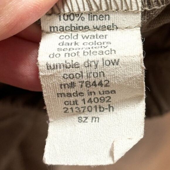 HEAVEN 100% Linen High Rise Straight Crop Pull On Pants in Taupe Brown SZ M - Picture 7 of 9